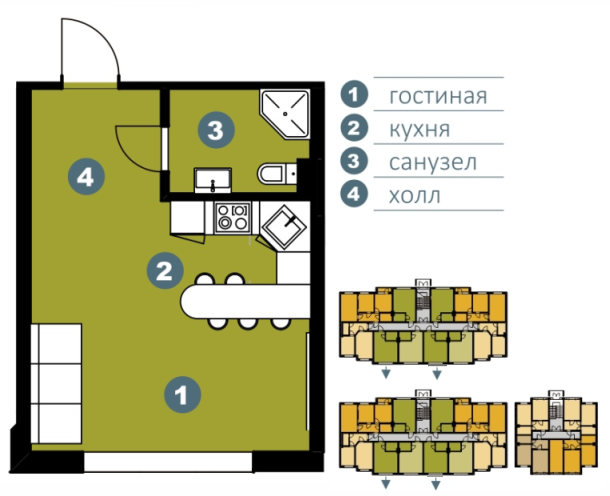 Студия 30.91 м²
